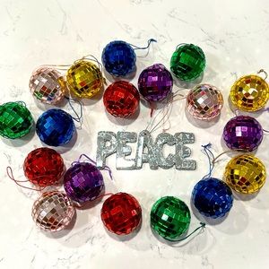 Disco Ball Ornaments & Peace Ornament set